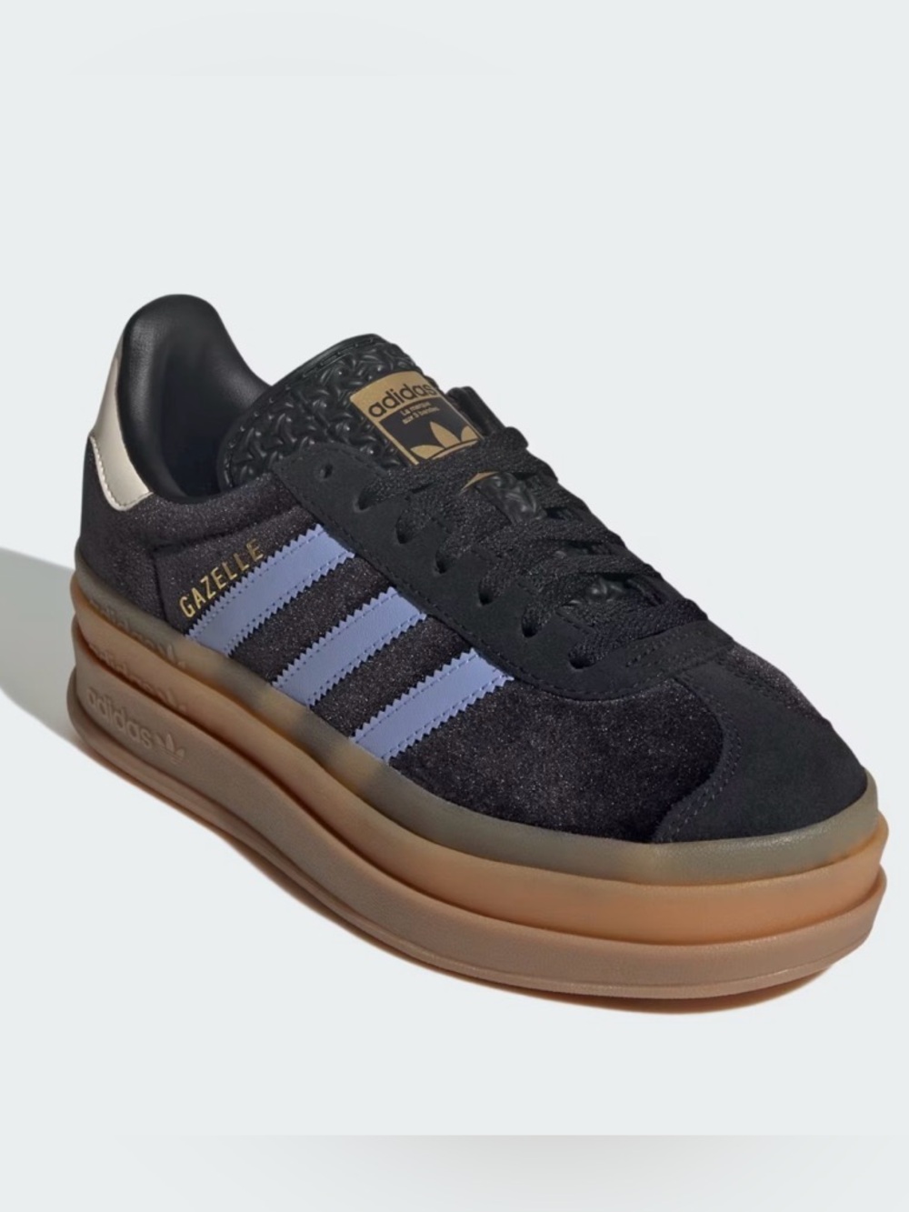 Adidas Gazelle Bold J Core Black Blue Spark Size 4.5 Y/6.5 Womens Velvet, NWB - Picture 9 of 15